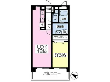 ドゥローサ(1LDK/3階)の間取り写真