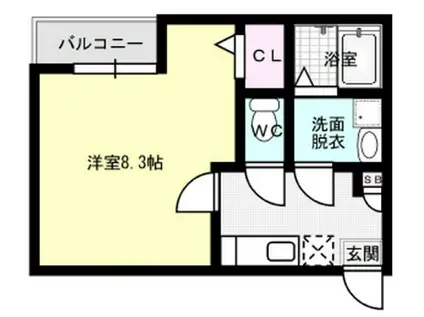 クレストひかりまち(1K/2階)の間取り写真
