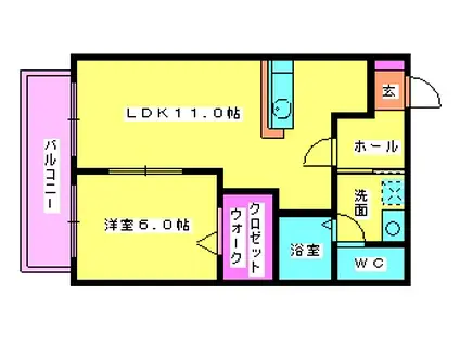 鹿児島本線 笹原駅 徒歩7分 2階建 築22年(1LDK)の間取り写真