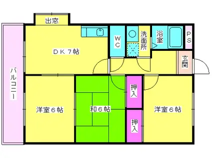アドバンストラスト16(3DK/1階)の間取り写真