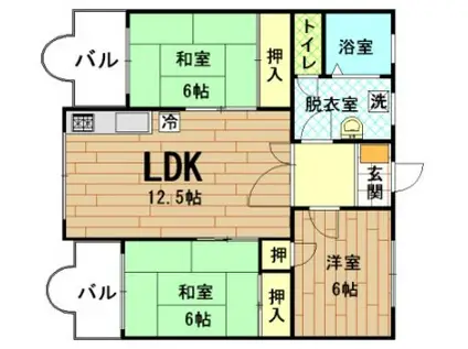 第三タカキハイツ(3LDK/2階)の間取り写真