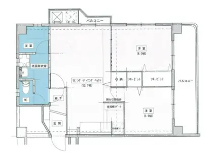徳永ビル(2LDK/5階)の間取り写真