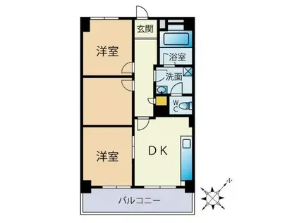 サンフラワービル(2DK/2階)の間取り写真