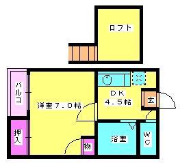 ドリームヒルズ井尻(1DK/2階)の間取り写真