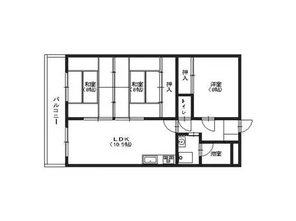 第5三城ハイツ(3LDK/3階)の間取り写真