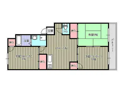 プライマリー春日(3LDK/4階)の間取り写真