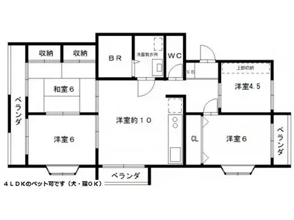 プレリュード東那珂(4DK/3階)の間取り写真