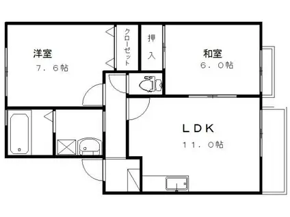 ファミーユⅡ(2LDK/2階)の間取り写真