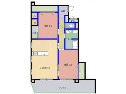 リクトール8(2LDK/2階)の間取り写真