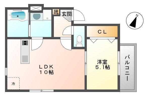 DHガーデン井尻南(1LDK/3階)の間取り写真