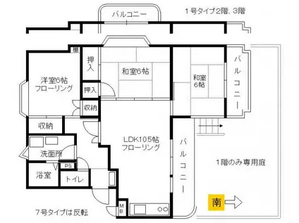 西鉄天神大牟田線 井尻駅 徒歩14分 3階建 築38年(3LDK/3階)の間取り写真