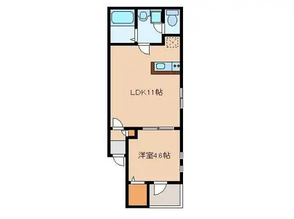 西鉄天神大牟田線 井尻駅 徒歩3分 3階建 築11年(1LDK/2階)の間取り写真