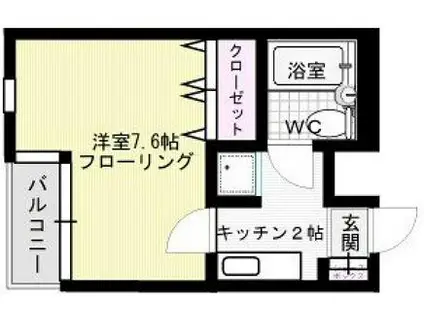 パークコート春日Ⅱ(1K/1階)の間取り写真
