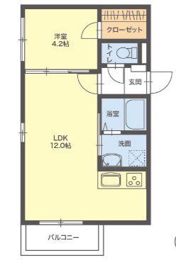 サニーガーデン那珂川(1LDK/3階)の間取り写真