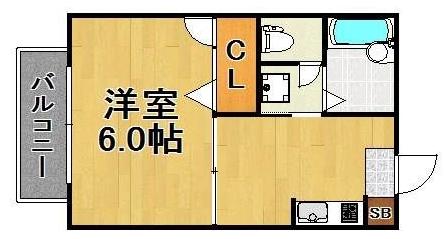 西鉄天神大牟田線 井尻駅 徒歩9分 2階建 築29年(1DK/2階)の間取り写真