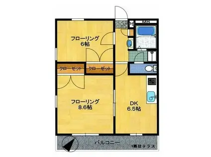 モンテクレーセ(2DK/2階)の間取り写真