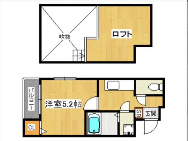 ベネフィスタウン井尻3(1K/2階)の間取り写真