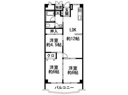 西鉄天神大牟田線 井尻駅 徒歩18分 11階建 築51年(3LDK/2階)の間取り写真