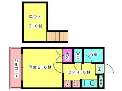 スペース・クリエイト春日(1DK/1階)の間取り写真