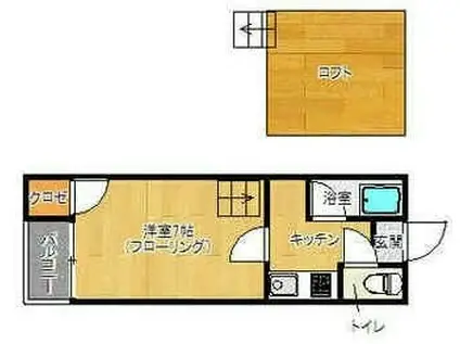 西鉄天神大牟田線 大橋駅(福岡) 徒歩17分 2階建 築32年(1K/1階)の間取り写真