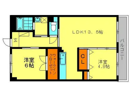 スピカ恒星(2LDK/3階)の間取り写真