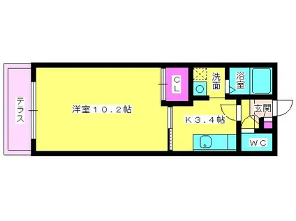 アームズパーク・ハウス(1K/2階)の間取り写真