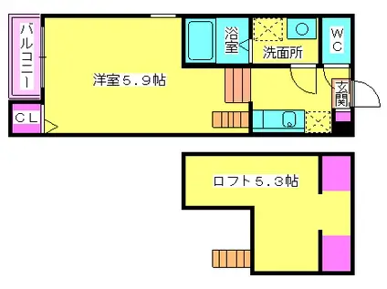 グランネットK(1SK/1階)の間取り写真