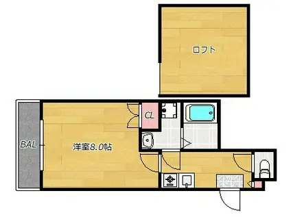 クラーレ(1K/2階)の間取り写真