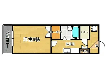 博多南線 博多南駅 徒歩33分 3階建 築34年(1K/3階)の間取り写真