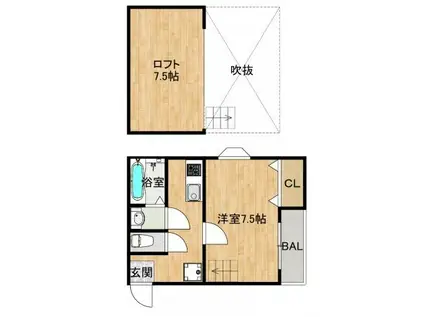 MAX2005(1K/2階)の間取り写真