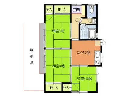 博多南線 博多南駅 徒歩24分 1階建 築52年(3DK)の間取り写真