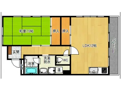 ミツルマンション(1LDK/3階)の間取り写真
