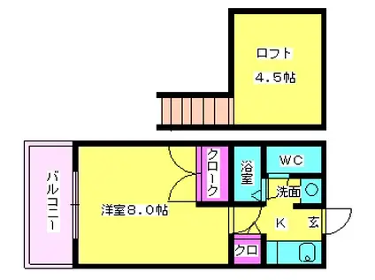 西鉄天神大牟田線 井尻駅 徒歩4分 4階建 築35年(1K/4階)の間取り写真