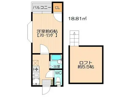 ヘリオス井尻(1K/1階)の間取り写真