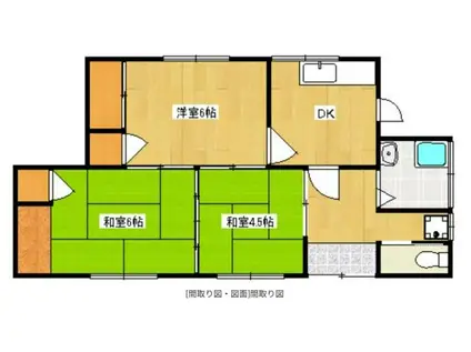 鹿児島本線 笹原駅 徒歩12分 1階建 築55年(3DK)の間取り写真