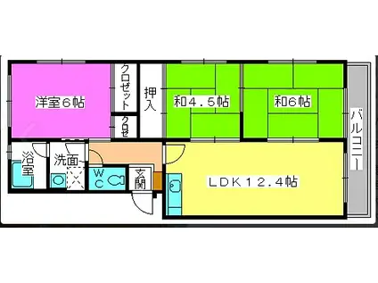 メゾンコーポ24(3LDK/4階)の間取り写真