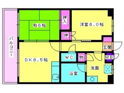 大光ビル(2DK/3階)の間取り写真