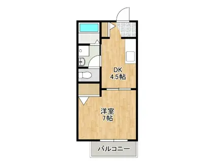 ARUBA T・T 板付(1DK/2階)の間取り写真
