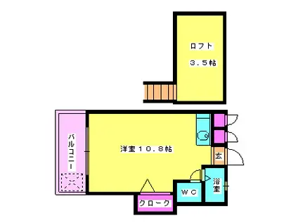 アドニス五十川(ワンルーム/1階)の間取り写真