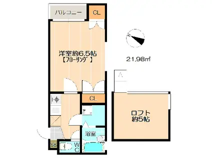 エテルナ井尻Ⅲ(1K/2階)の間取り写真
