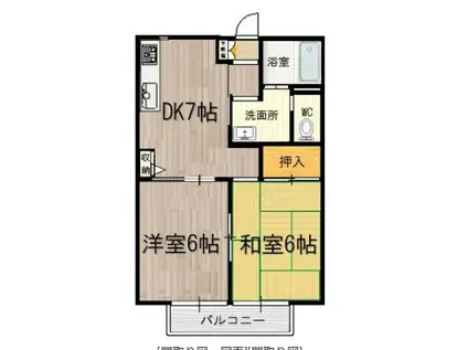 プラムタウン(2DK/1階)の間取り写真