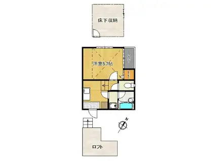 ベネフィスタウン井尻Ⅴ(1K/1階)の間取り写真