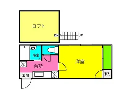 フレンドリー井尻(1SK/2階)の間取り写真