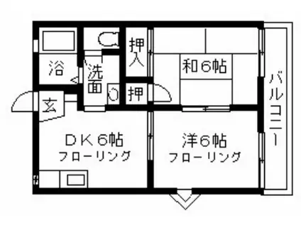 ボヌール・ブン弥生(2DK/2階)の間取り写真