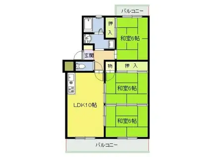 藤喜ビル(3DK/4階)の間取り写真