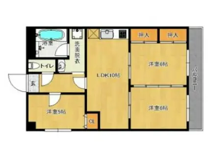 パープルハイツ大野(3LDK/2階)の間取り写真