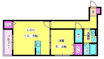 西鉄天神大牟田線 井尻駅 徒歩3分 3階建 築7年(1LDK/2階)の間取り写真