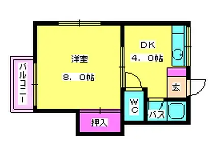 ヴィラージュ博多南(1DK/1階)の間取り写真