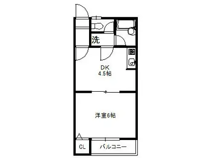 サンライフ三筑(1DK/2階)の間取り写真
