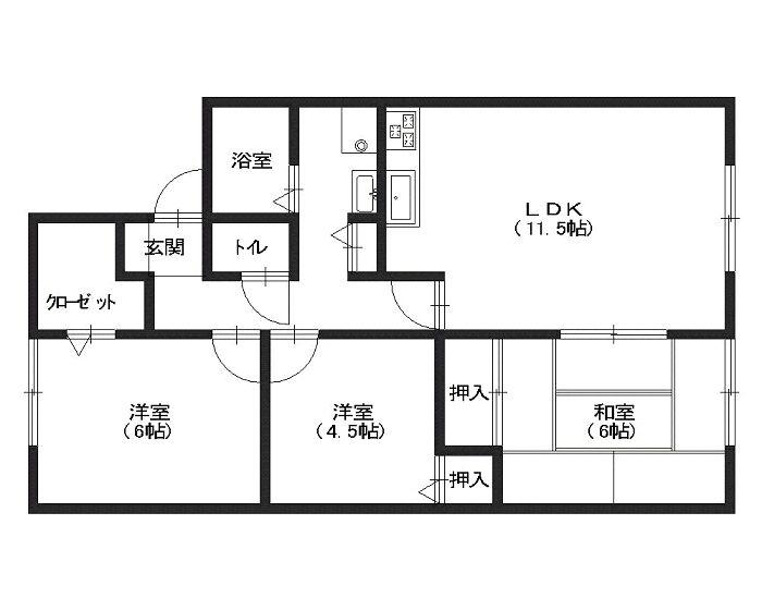 春日第6レジデンス江崎2番館(3LDK/2階)の間取り写真